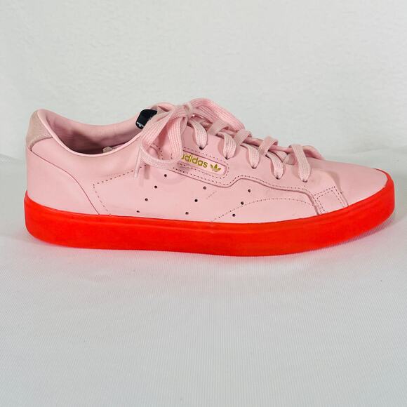 Adidas Originals Casual Shoes SLEEK Diva Pink Leather Womens 9 Sneakers BD7475 - Picture 2 of 10